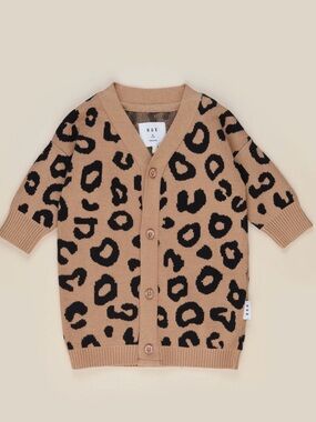 Huxbaby Leopard Knit Cardigan - Tan & Black